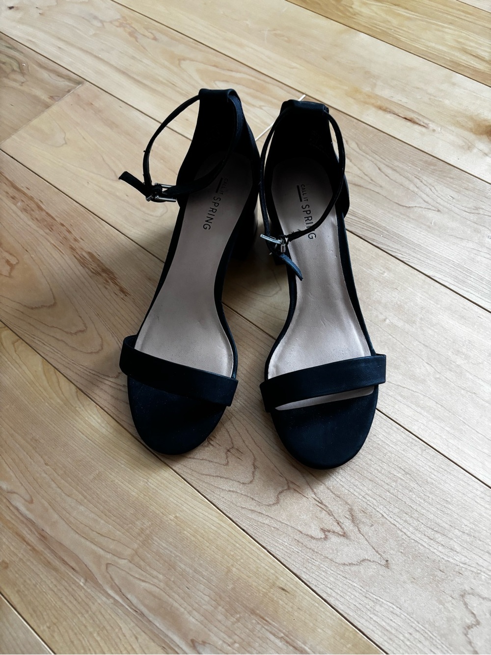 Call It Spring Black Ankle-Strap Block Heel Sandals